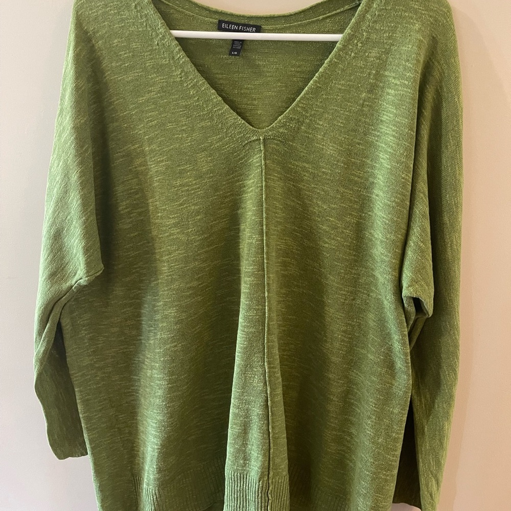 Eileen Fisher Green V-Neck Sweater